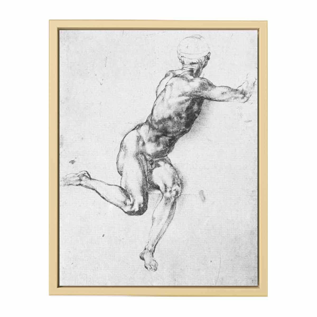 A Man: Study for a figure in Battle of Cascina cartoon By Michelangelo Buonarroti