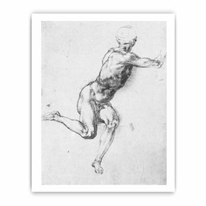 A Man: Study for a figure in Battle of Cascina cartoon By Michelangelo Buonarroti