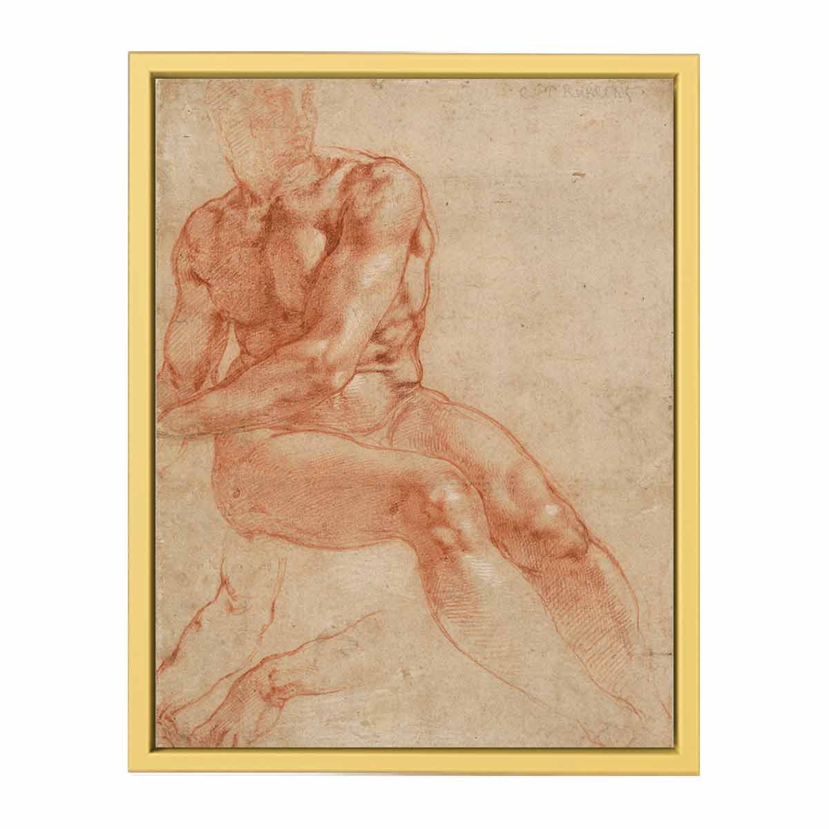 Male Nude Study By Michelangelo Buonarroti