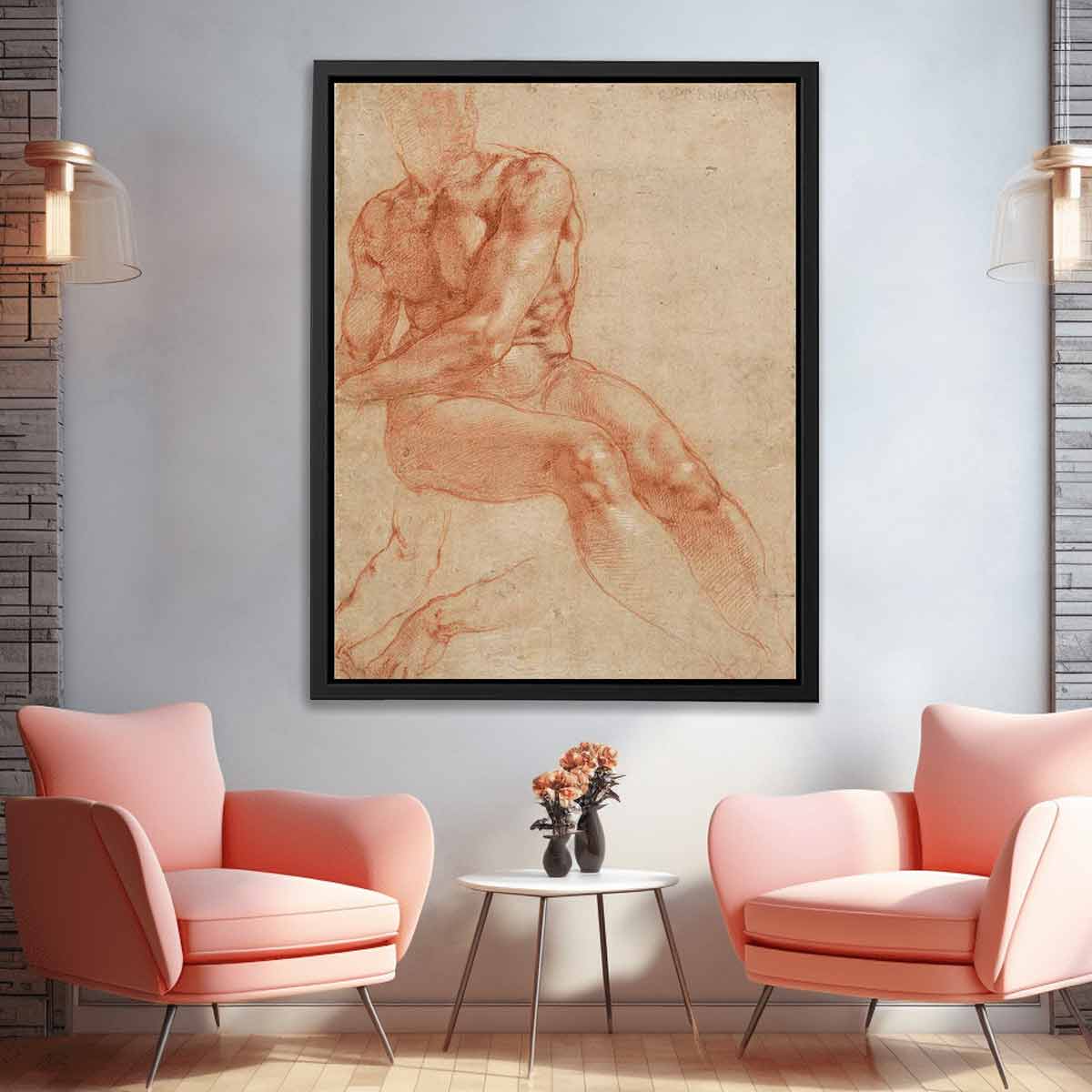 Male Nude Study By Michelangelo Buonarroti