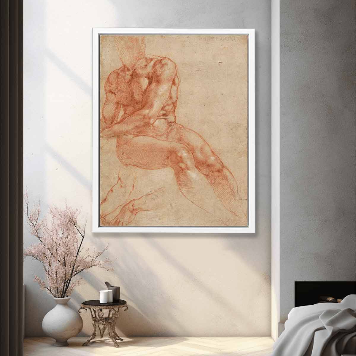 Male Nude Study By Michelangelo Buonarroti