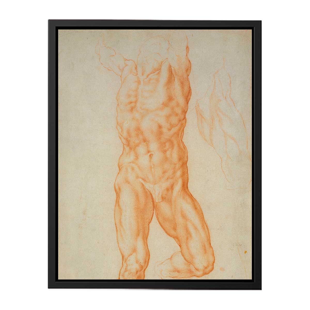 Recto The figure of Haman and three studies of detail c. 1600 By Michelangelo Buonarroti