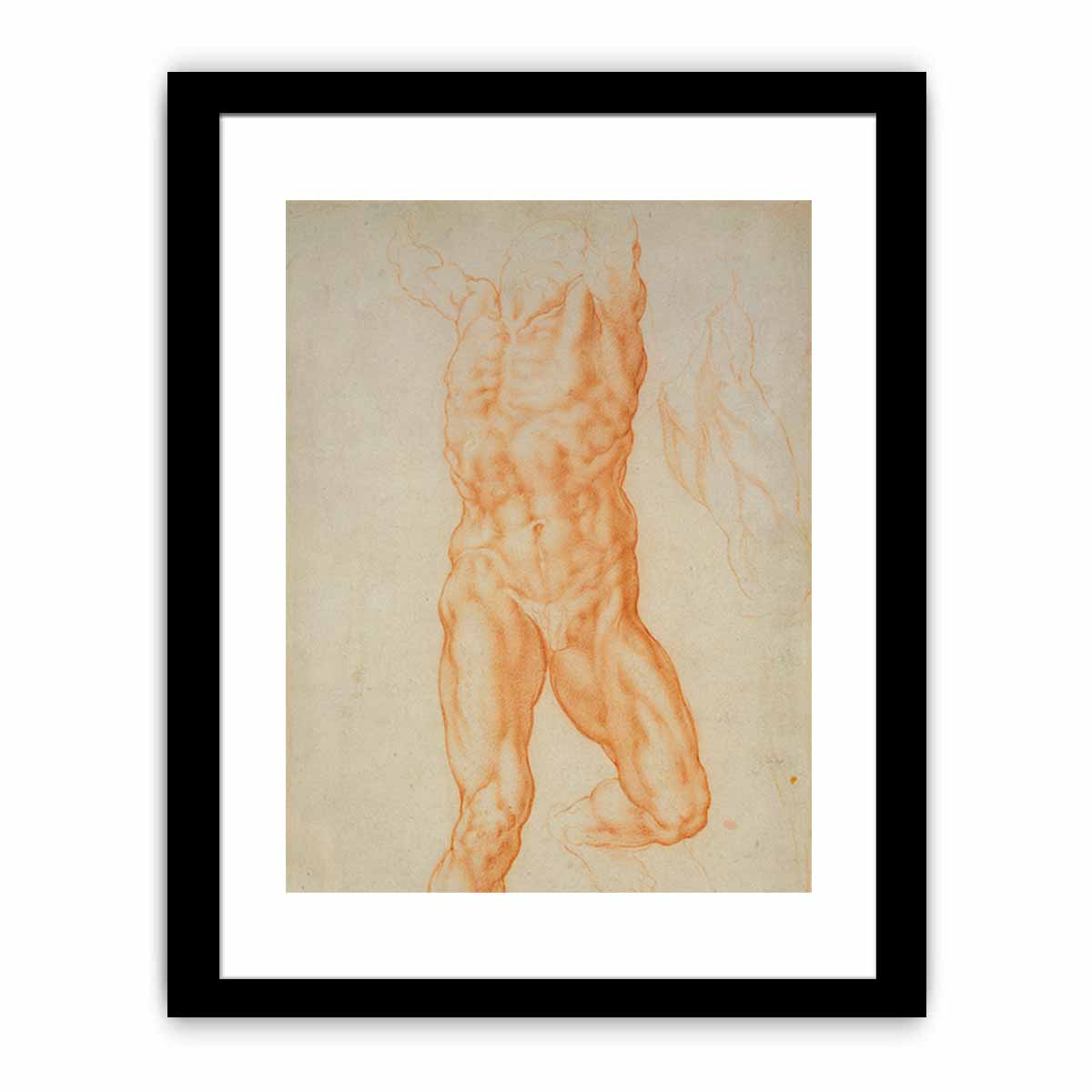 Recto The figure of Haman and three studies of detail c. 1600 By Michelangelo Buonarroti