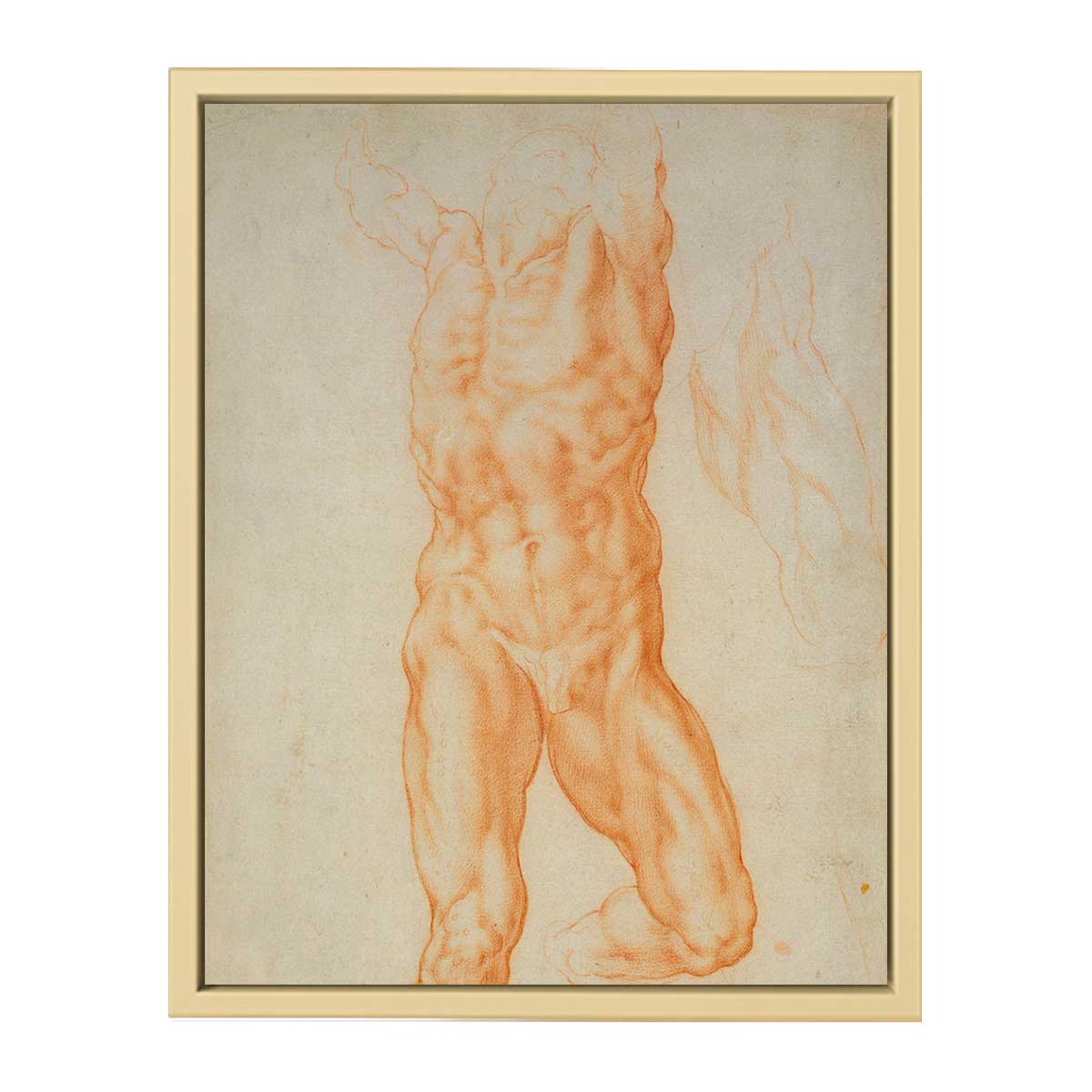 Recto The figure of Haman and three studies of detail c. 1600 By Michelangelo Buonarroti