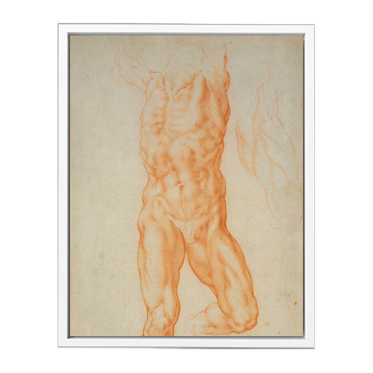 Recto The figure of Haman and three studies of detail c. 1600 By Michelangelo Buonarroti