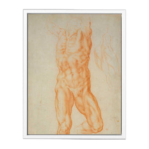 Recto The figure of Haman and three studies of detail c. 1600 By Michelangelo Buonarroti