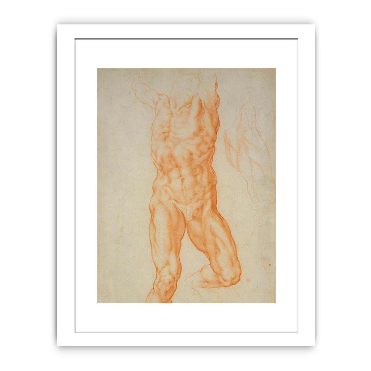 Recto The figure of Haman and three studies of detail c. 1600 By Michelangelo Buonarroti