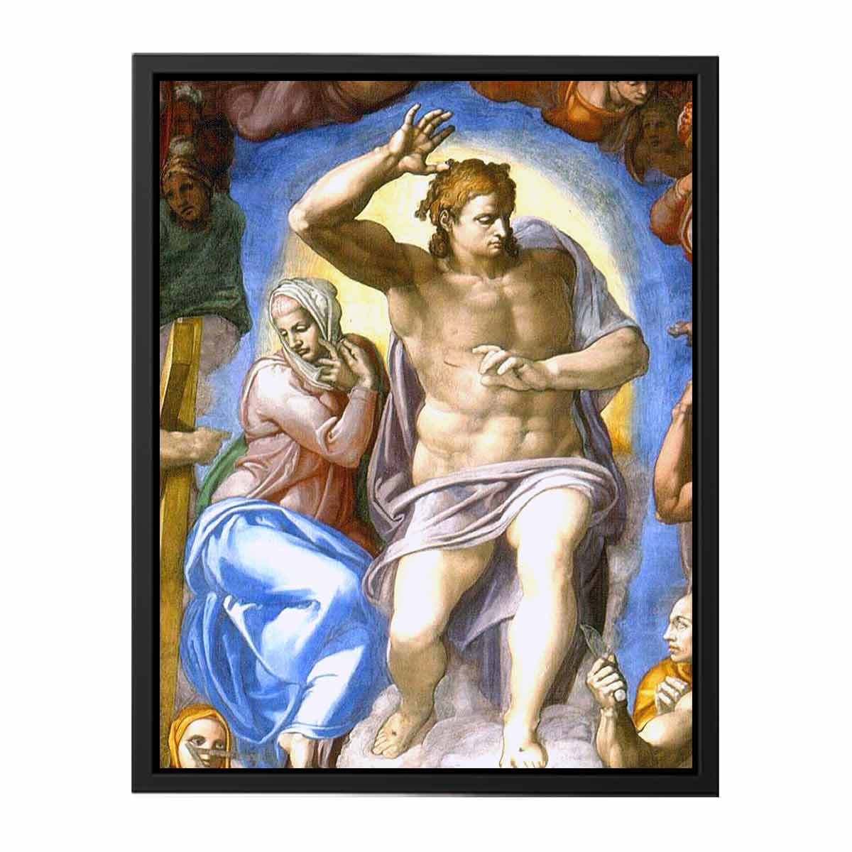 Das Jüngste Gericht, Fresko an der Altarwand der Sixtinischen Kapelle, Detail: Christus mit Maria By Michelangelo Buonarroti