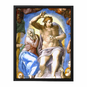 Das Jüngste Gericht, Fresko an der Altarwand der Sixtinischen Kapelle, Detail: Christus mit Maria By Michelangelo Buonarroti