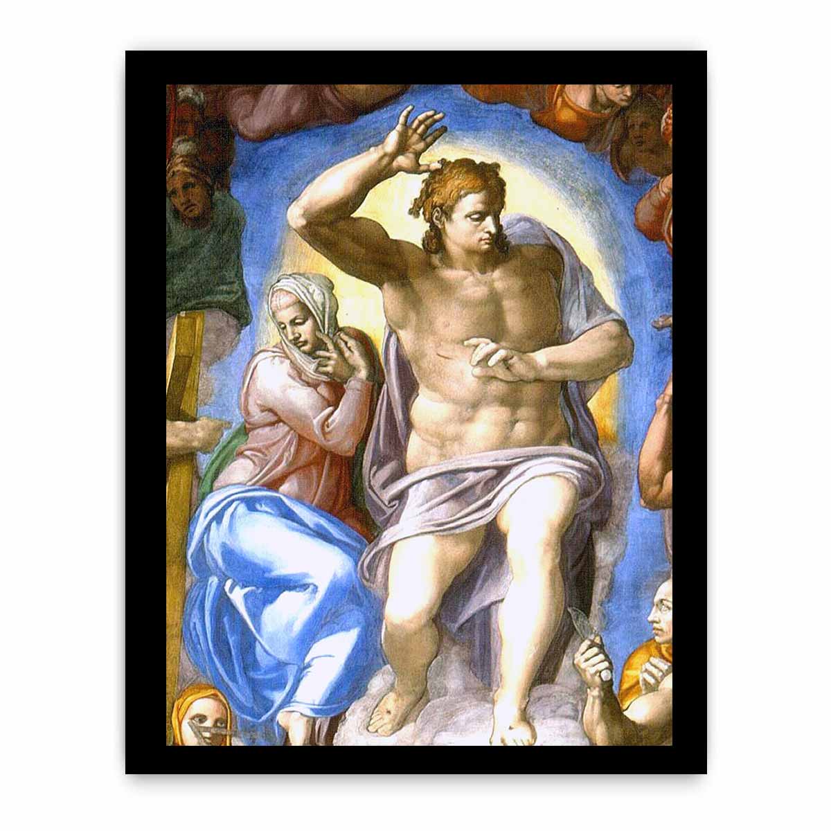 Das Jüngste Gericht, Fresko an der Altarwand der Sixtinischen Kapelle, Detail: Christus mit Maria By Michelangelo Buonarroti