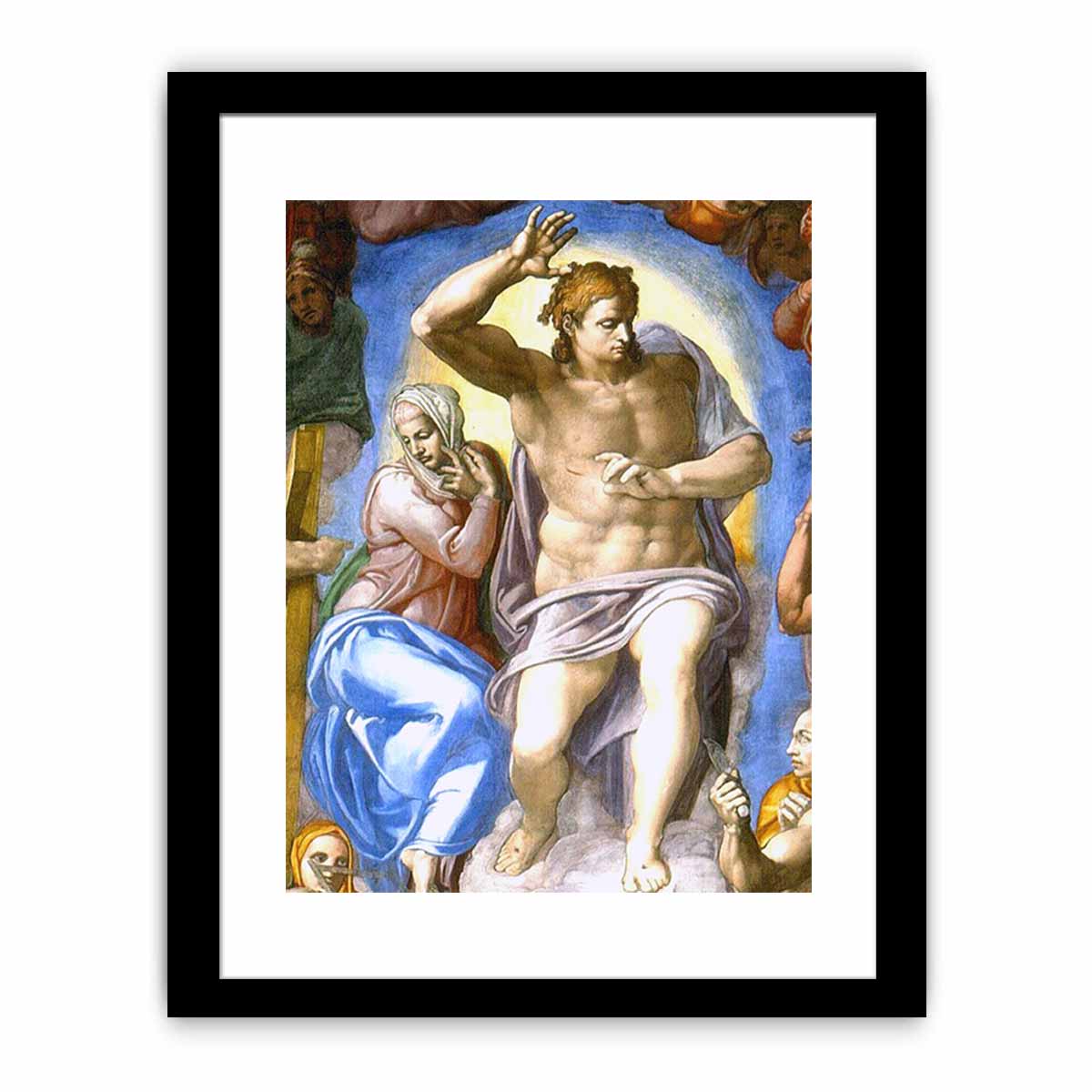 Das Jüngste Gericht, Fresko an der Altarwand der Sixtinischen Kapelle, Detail: Christus mit Maria By Michelangelo Buonarroti
