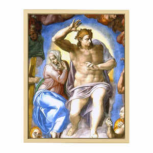 Das Jüngste Gericht, Fresko an der Altarwand der Sixtinischen Kapelle, Detail: Christus mit Maria By Michelangelo Buonarroti