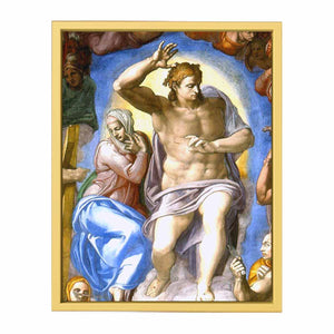 Das Jüngste Gericht, Fresko an der Altarwand der Sixtinischen Kapelle, Detail: Christus mit Maria By Michelangelo Buonarroti