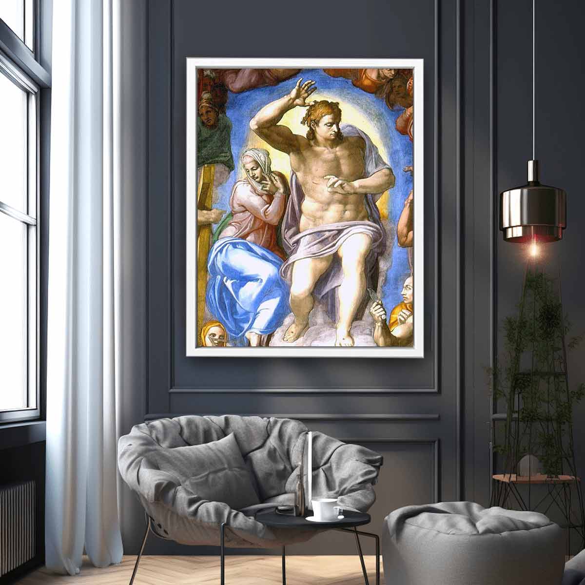 Das Jüngste Gericht, Fresko an der Altarwand der Sixtinischen Kapelle, Detail: Christus mit Maria By Michelangelo Buonarroti