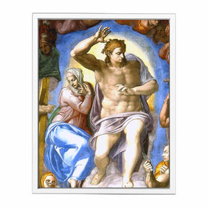 Das Jüngste Gericht, Fresko an der Altarwand der Sixtinischen Kapelle, Detail: Christus mit Maria By Michelangelo Buonarroti
