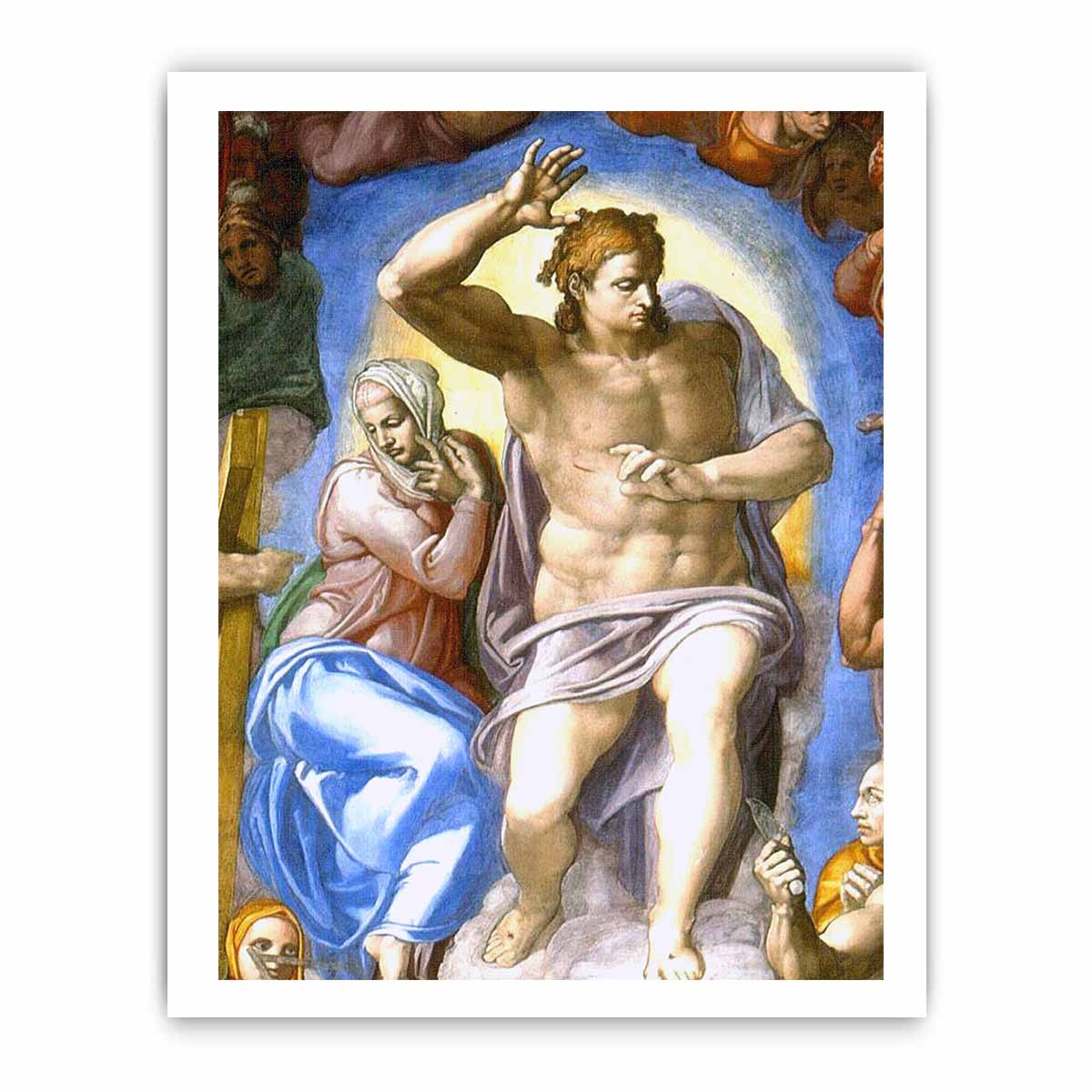 Das Jüngste Gericht, Fresko an der Altarwand der Sixtinischen Kapelle, Detail: Christus mit Maria By Michelangelo Buonarroti