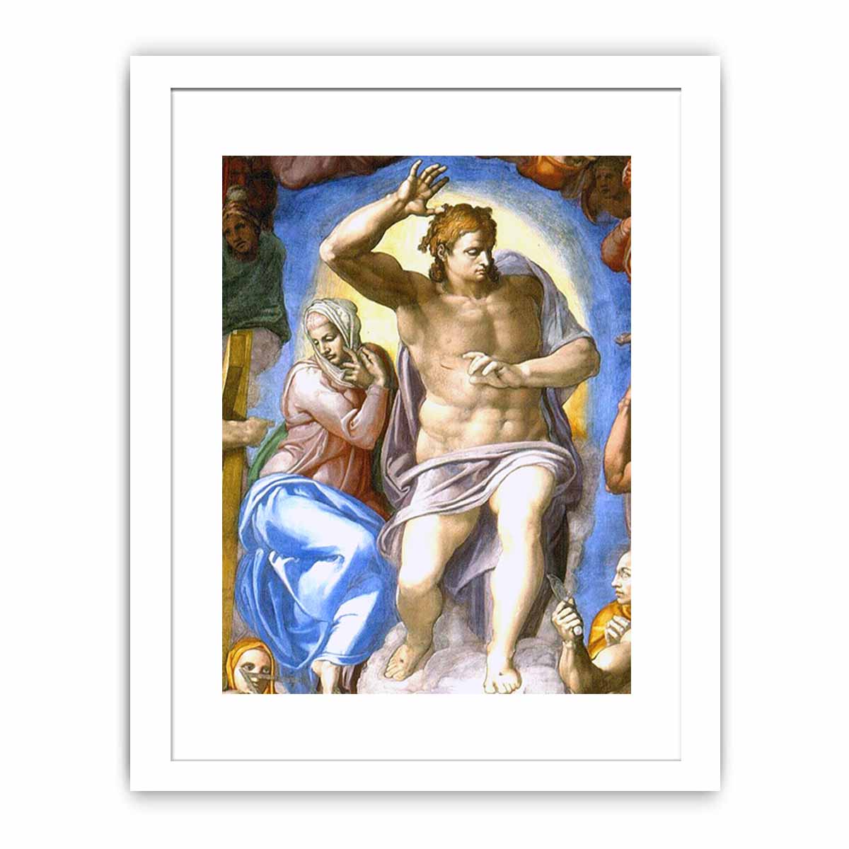 Das Jüngste Gericht, Fresko an der Altarwand der Sixtinischen Kapelle, Detail: Christus mit Maria By Michelangelo Buonarroti