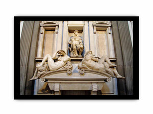 tomb monument of Giuliano di Lorenzo de' Medici, ornamented with the Night and Day along with a statue of Giuliano By Michelangelo Buonarroti