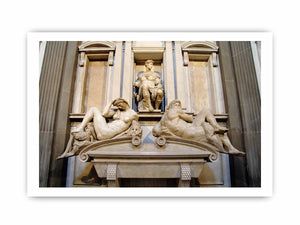 tomb monument of Giuliano di Lorenzo de' Medici, ornamented with the Night and Day along with a statue of Giuliano By Michelangelo Buonarroti