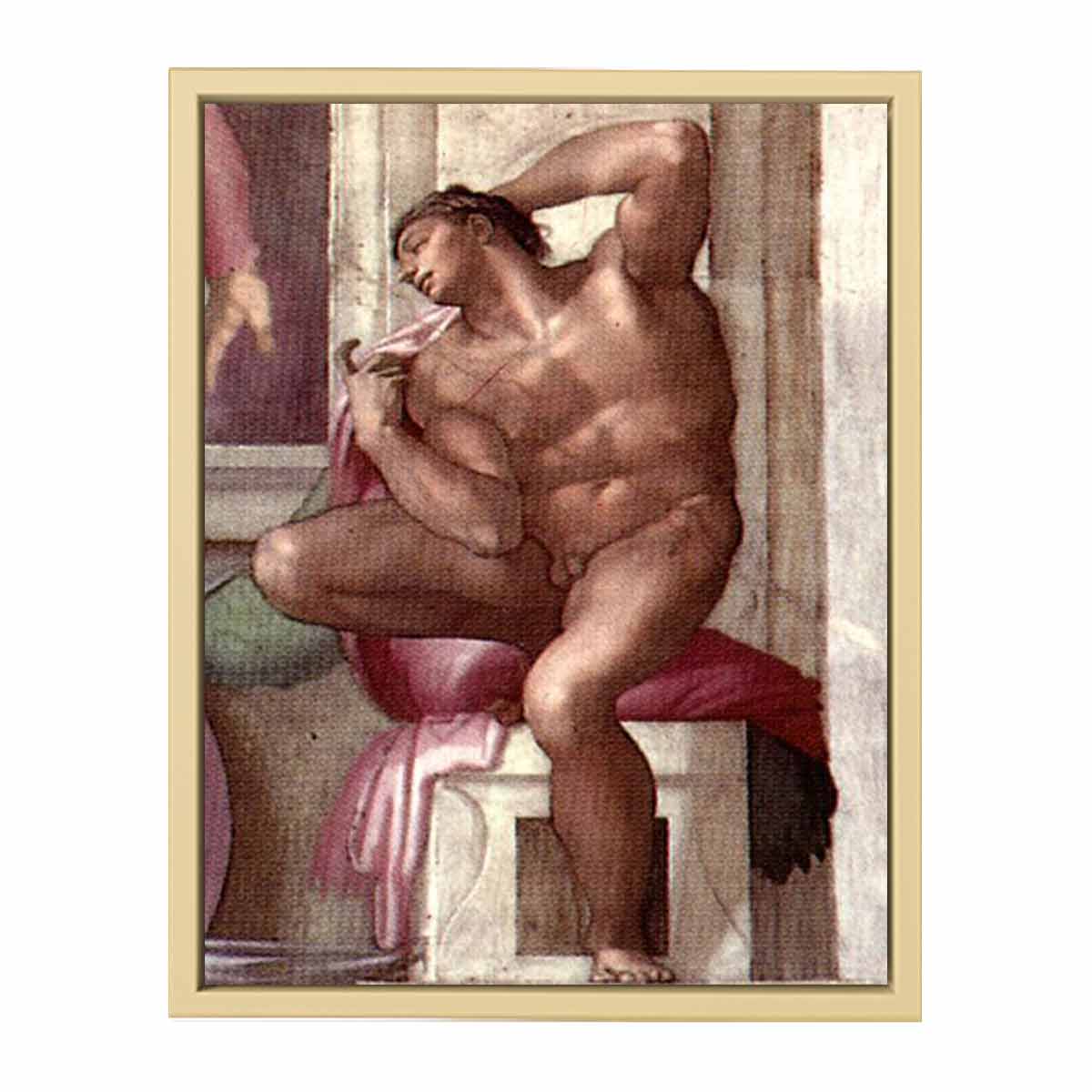 Ignudo above the Libyan Sibyl (restored) By Michelangelo Buonarroti