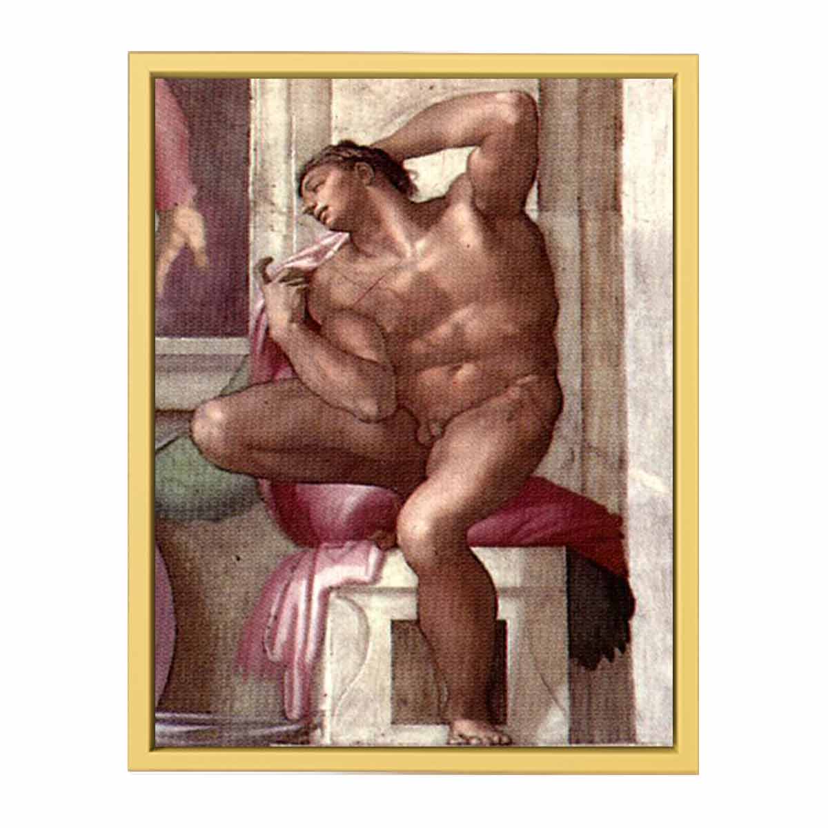 Ignudo above the Libyan Sibyl (restored) By Michelangelo Buonarroti