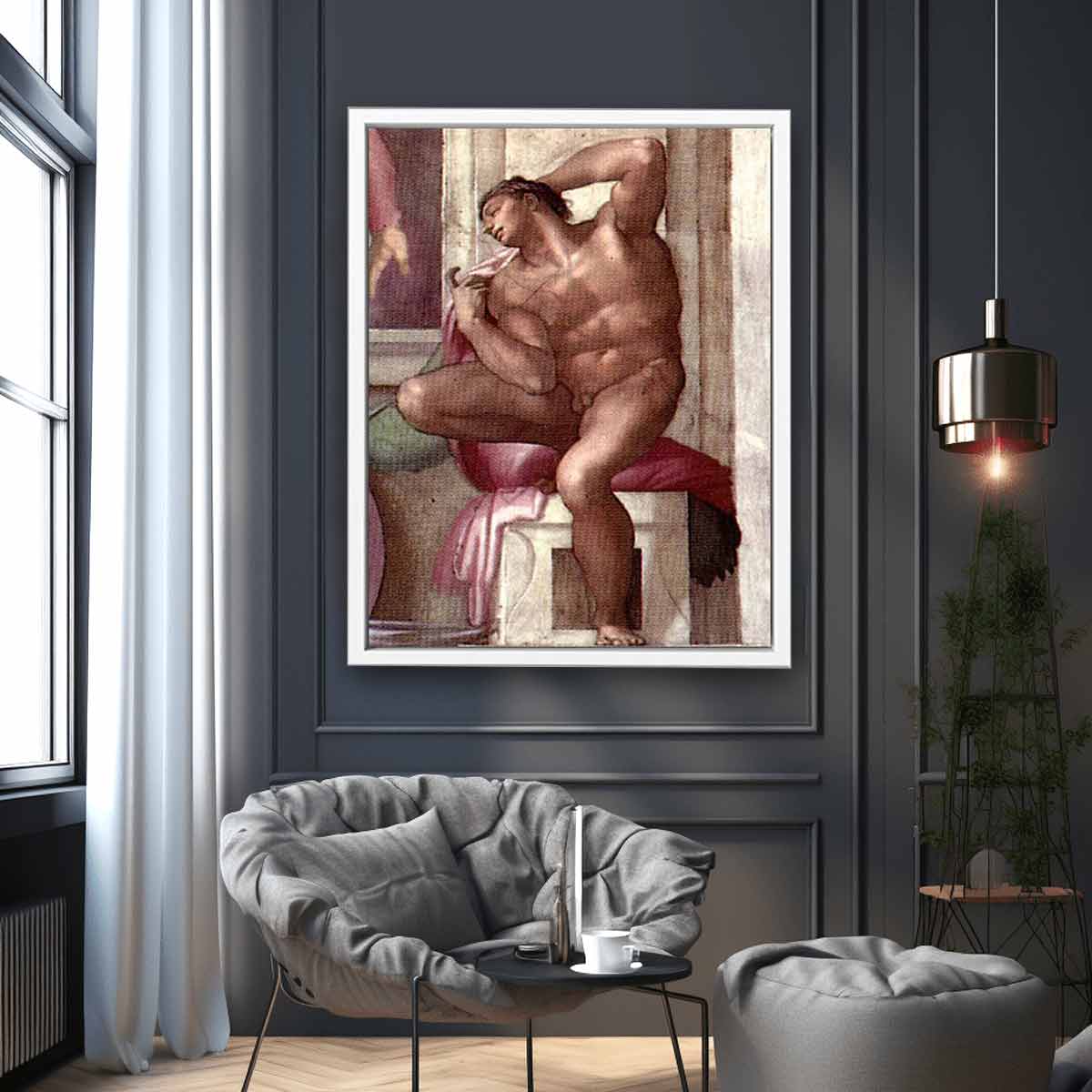 Ignudo above the Libyan Sibyl (restored) By Michelangelo Buonarroti