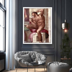Ignudo above the Libyan Sibyl (restored) By Michelangelo Buonarroti