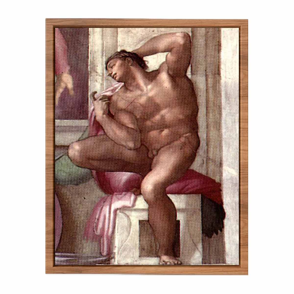 Ignudo above the Libyan Sibyl (restored) By Michelangelo Buonarroti