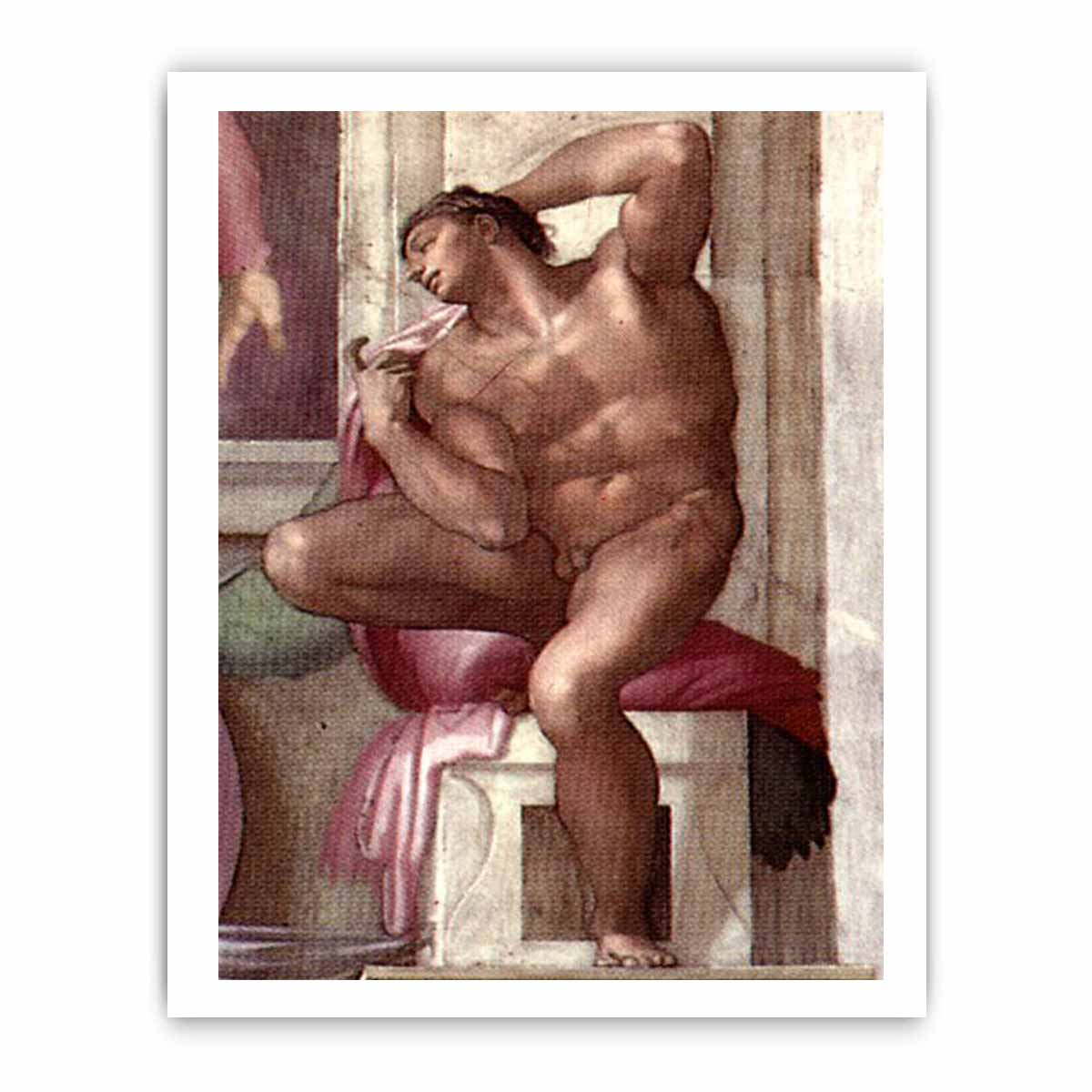 Ignudo above the Libyan Sibyl (restored) By Michelangelo Buonarroti