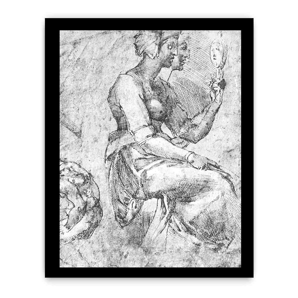 Study of a Seated Woman By Michelangelo Buonarroti