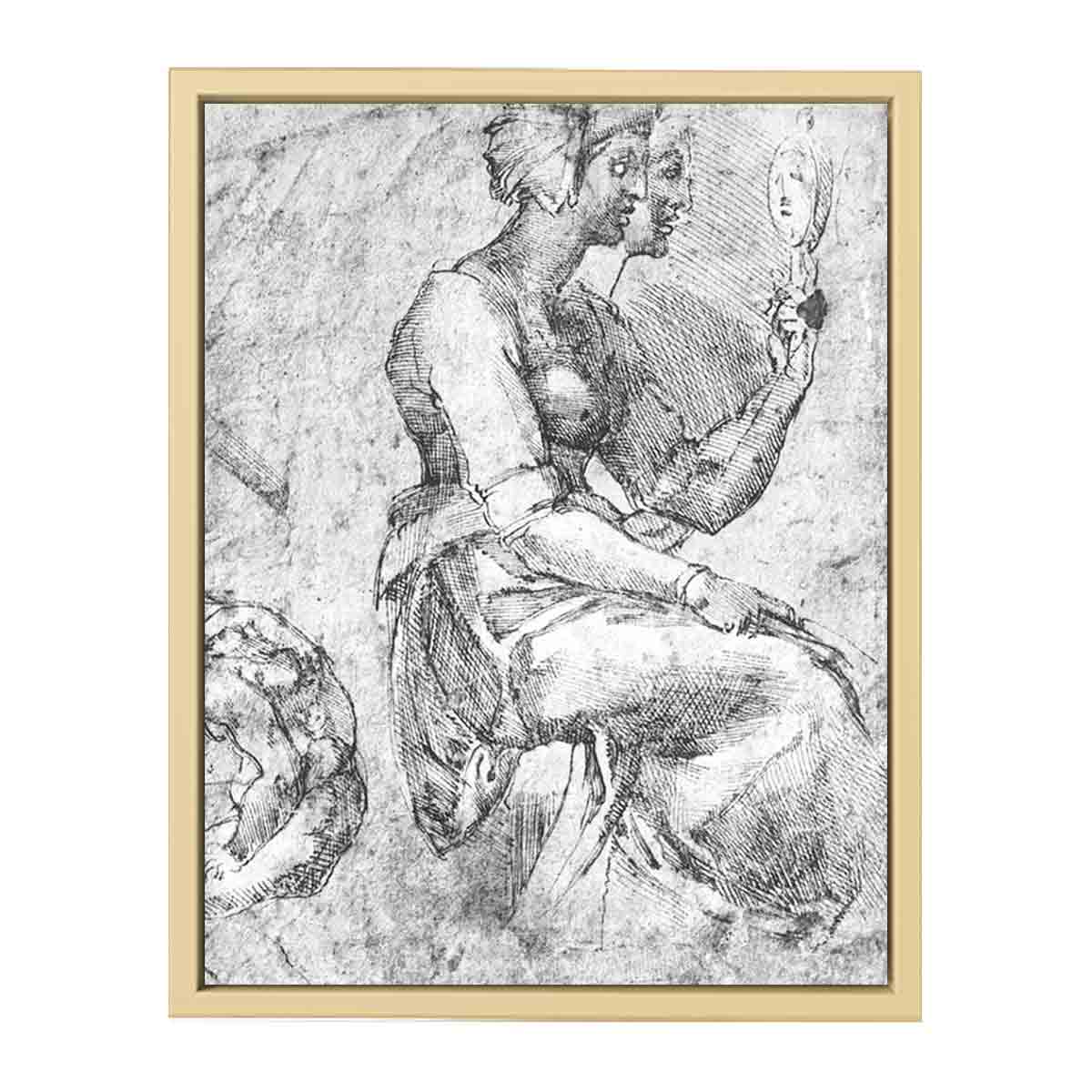 Study of a Seated Woman By Michelangelo Buonarroti