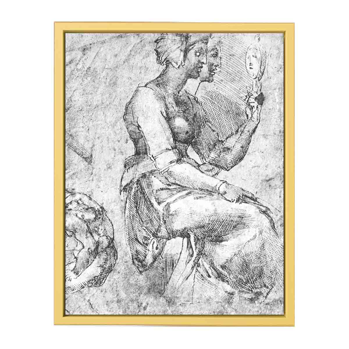 Study of a Seated Woman By Michelangelo Buonarroti