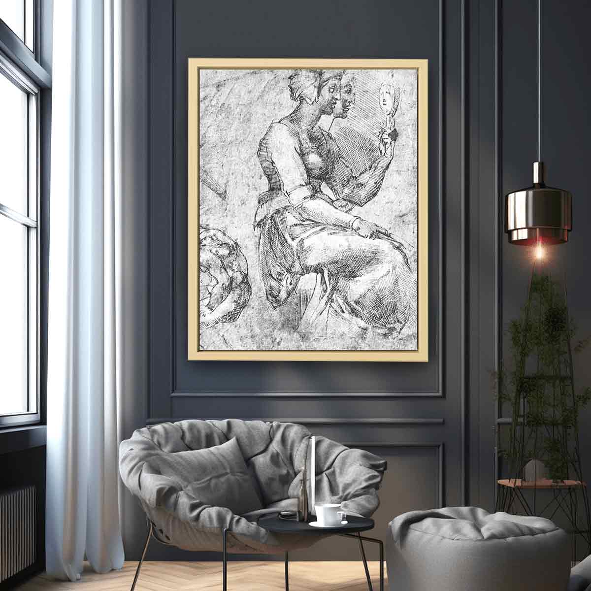 Study of a Seated Woman By Michelangelo Buonarroti