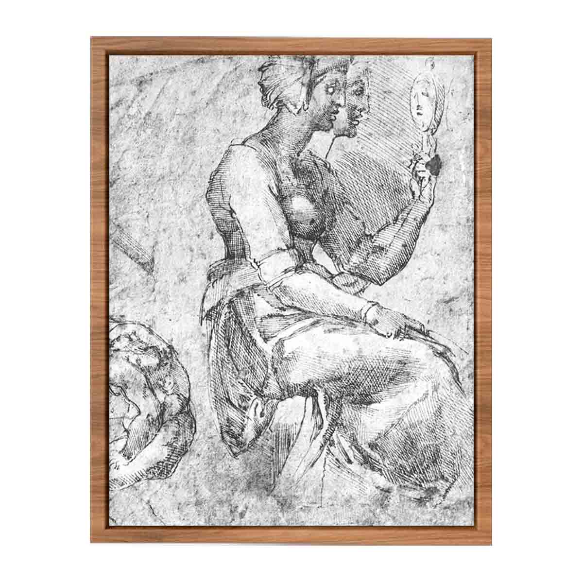 Study of a Seated Woman By Michelangelo Buonarroti