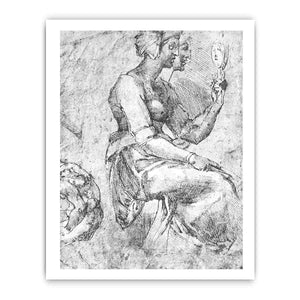 Study of a Seated Woman By Michelangelo Buonarroti