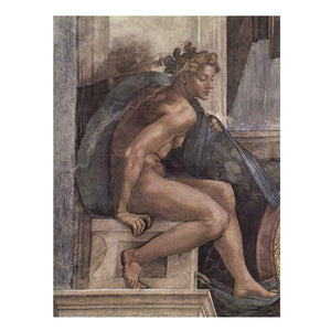 Deckenfresko zur Schöpfungsgeschichte in der Sixtinischen Kapelle, Detail: Jüngling By Michelangelo Buonarroti