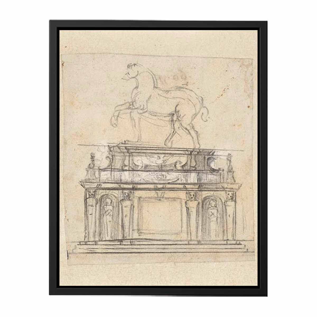Design for an Equestrian Statue of Henry II of France, RP-T-1953-140 By Michelangelo Buonarroti