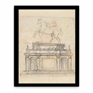 Design for an Equestrian Statue of Henry II of France, RP-T-1953-140 By Michelangelo Buonarroti