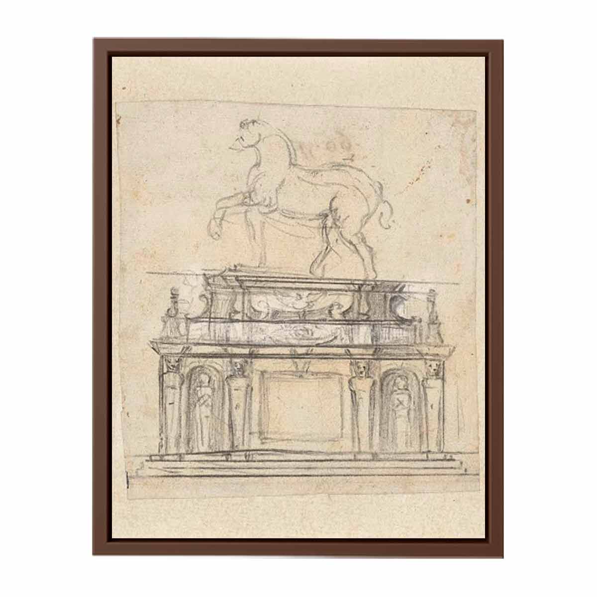 Design for an Equestrian Statue of Henry II of France, RP-T-1953-140 By Michelangelo Buonarroti