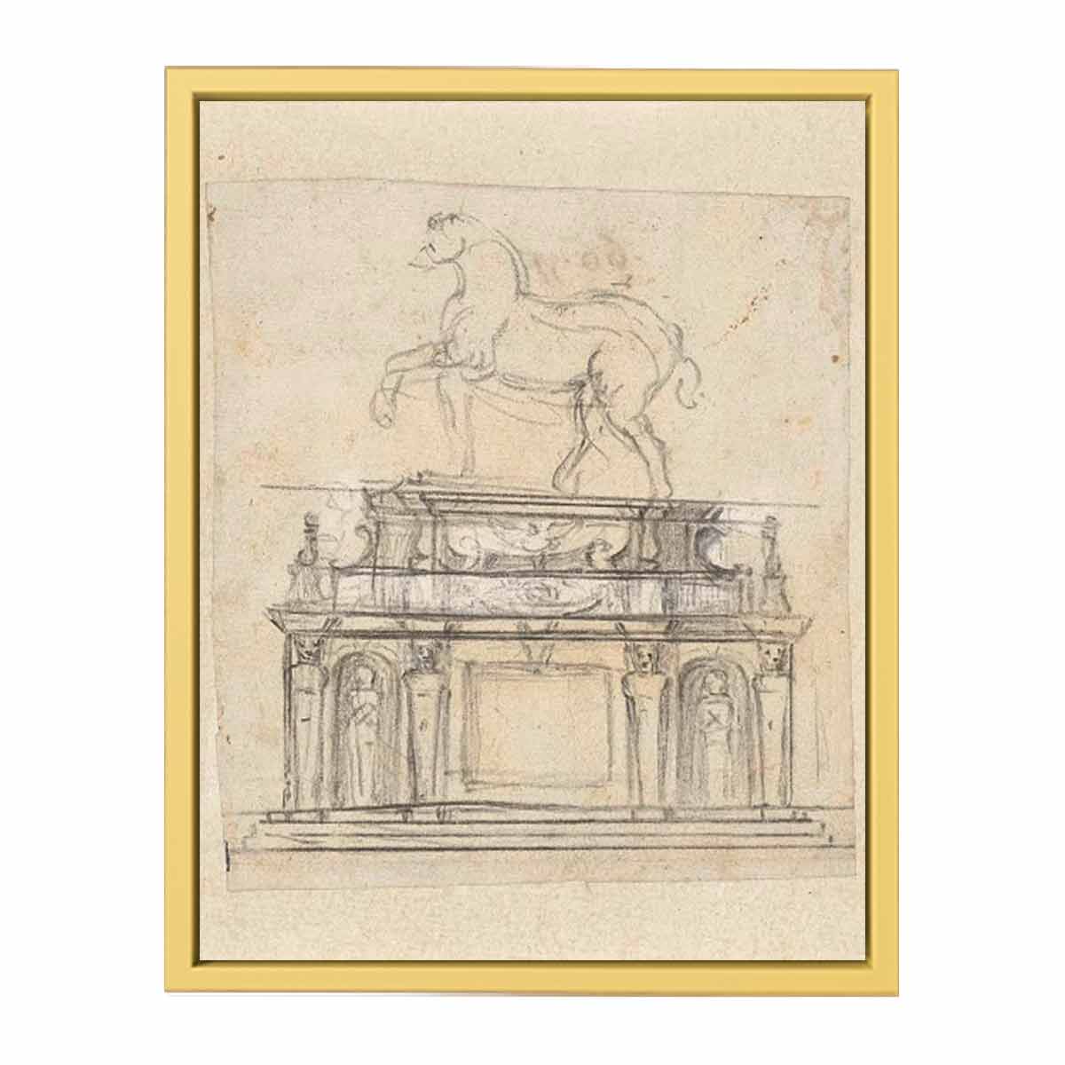 Design for an Equestrian Statue of Henry II of France, RP-T-1953-140 By Michelangelo Buonarroti
