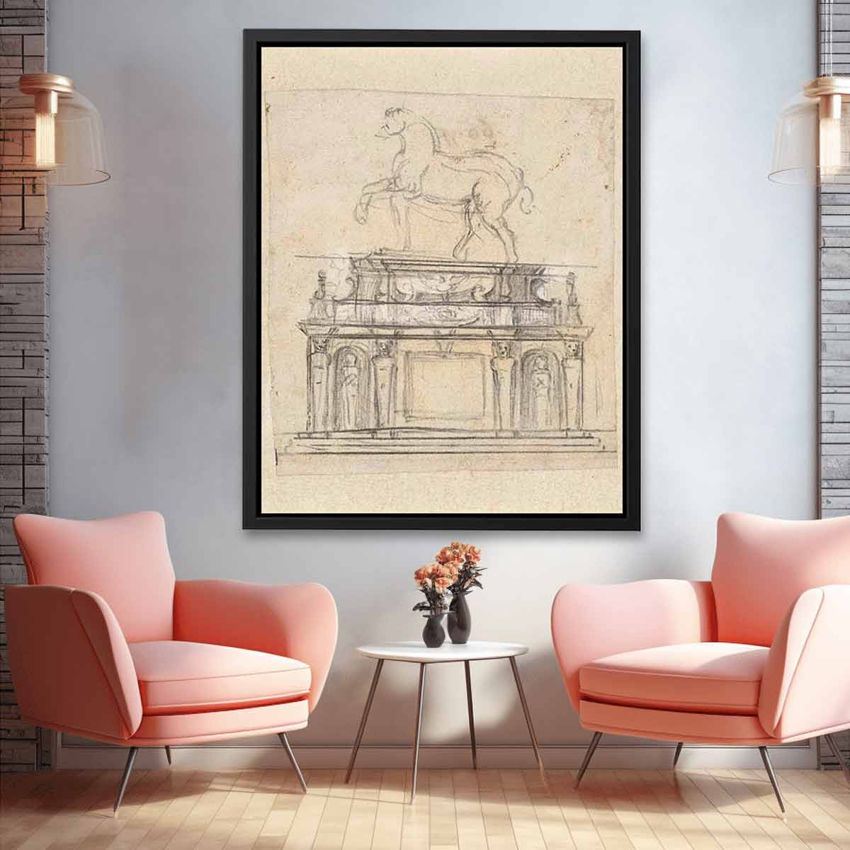 Design for an Equestrian Statue of Henry II of France, RP-T-1953-140 By Michelangelo Buonarroti