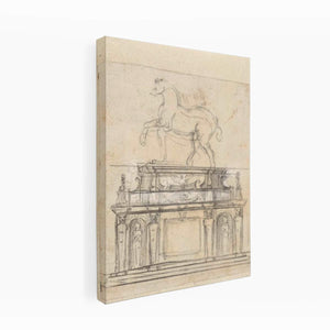 Design for an Equestrian Statue of Henry II of France, RP-T-1953-140 By Michelangelo Buonarroti