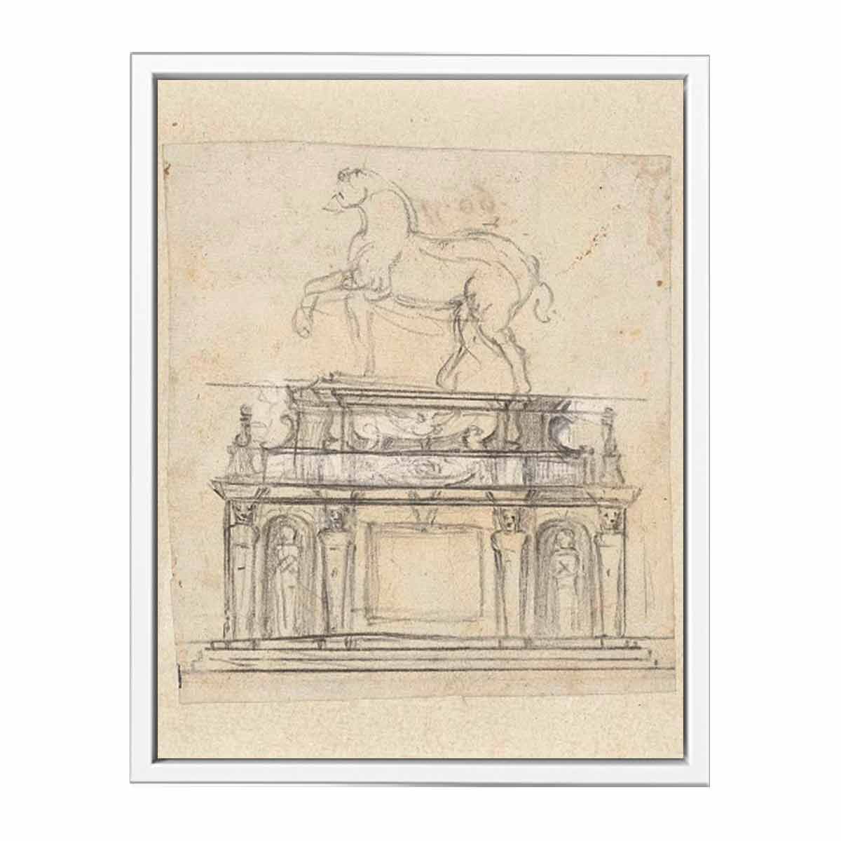 Design for an Equestrian Statue of Henry II of France, RP-T-1953-140 By Michelangelo Buonarroti