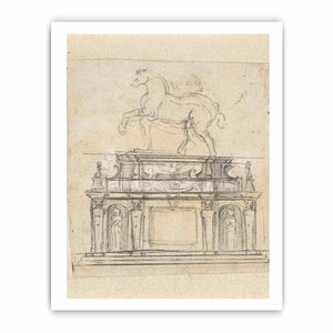 Design for an Equestrian Statue of Henry II of France, RP-T-1953-140 By Michelangelo Buonarroti