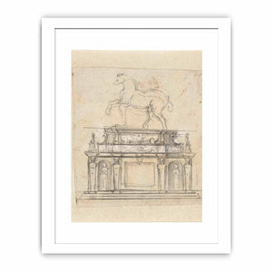 Design for an Equestrian Statue of Henry II of France, RP-T-1953-140 By Michelangelo Buonarroti