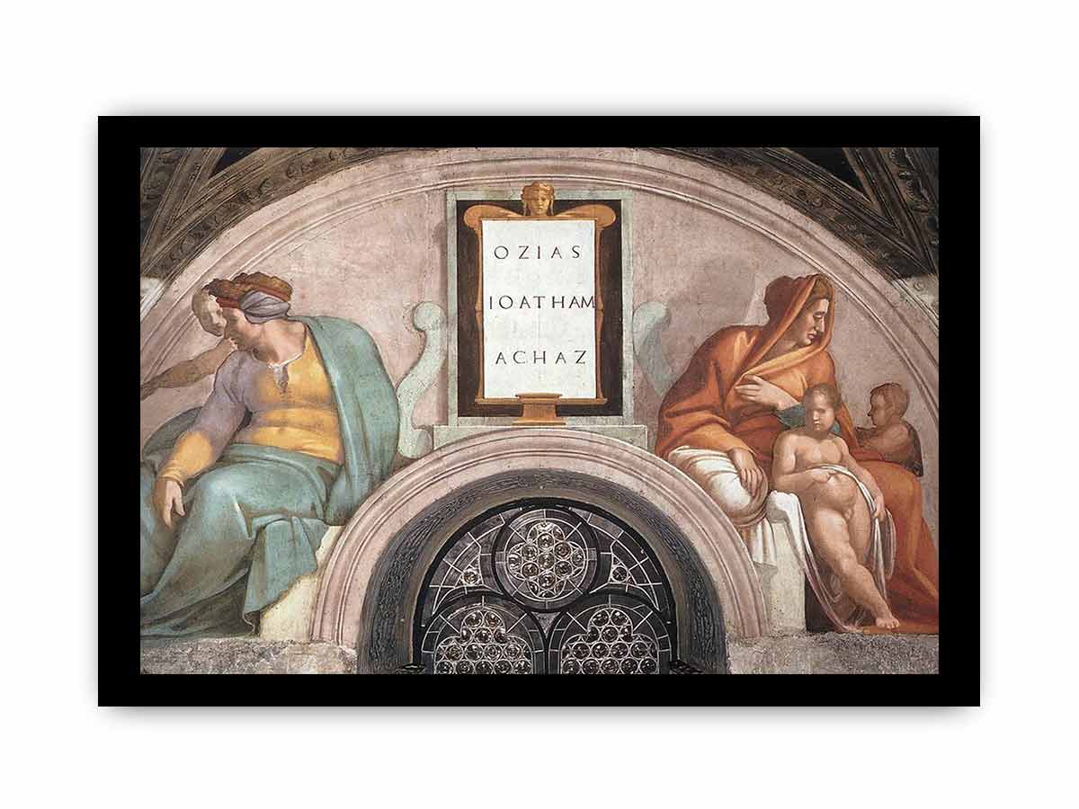 Uzziah, Ioatham und Achaz (restauriert), Lünette By Michelangelo Buonarroti
