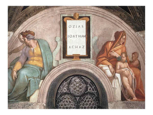 Uzziah, Ioatham und Achaz (restauriert), Lünette By Michelangelo Buonarroti
