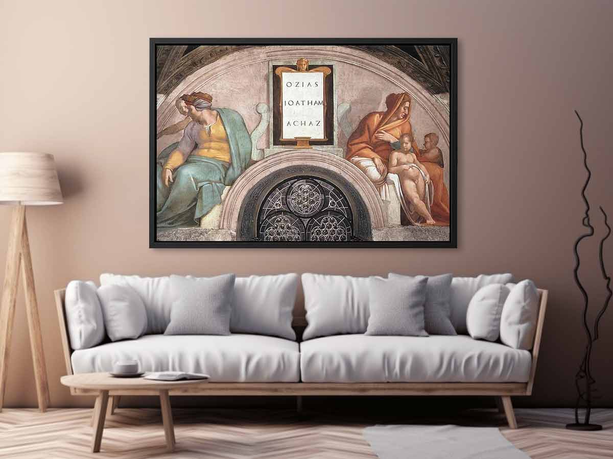 Uzziah, Ioatham und Achaz (restauriert), Lünette By Michelangelo Buonarroti