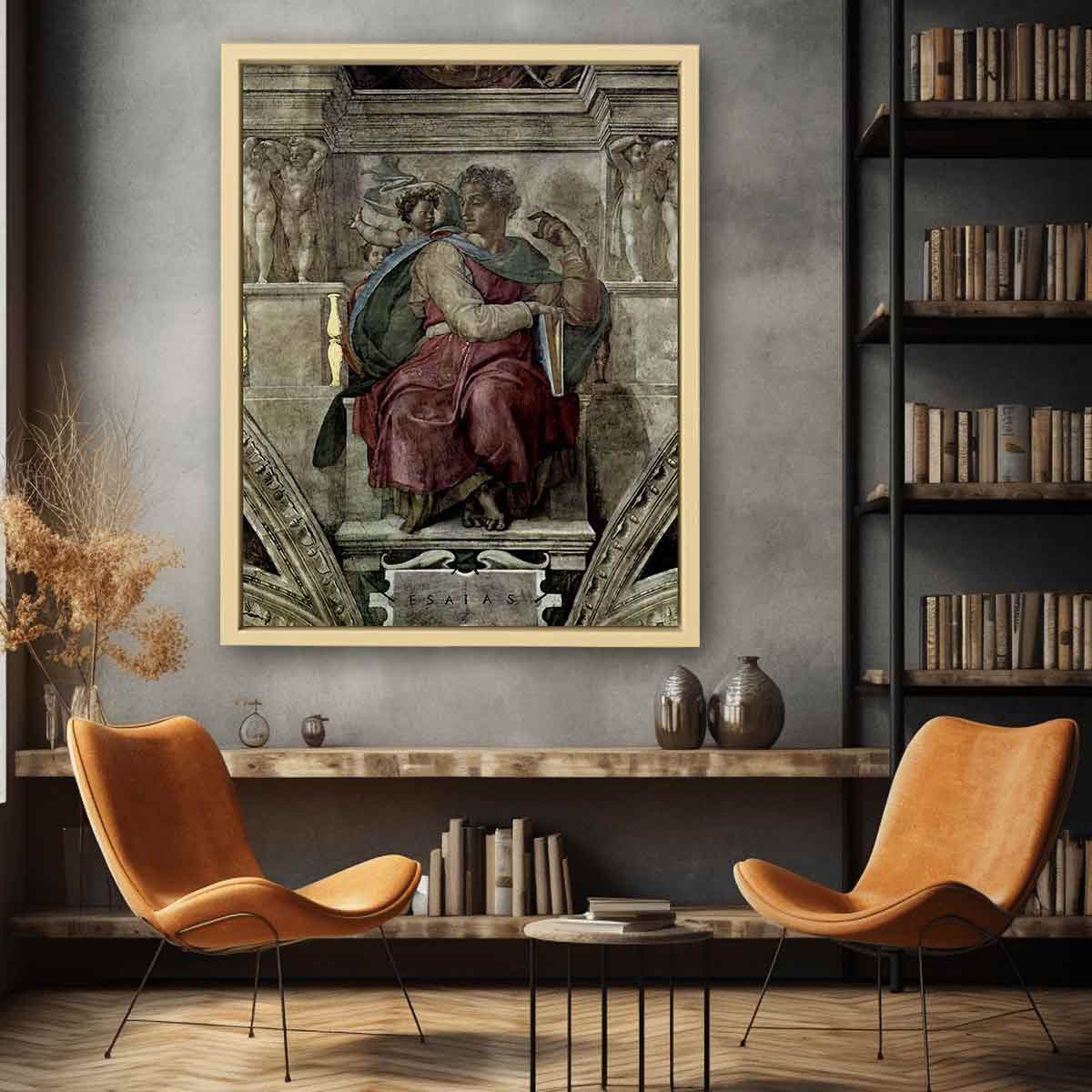 Deckenfresko zur Schöpfungsgeschichte in der Sixtinischen Kapelle, Szene in Lünette: Der Prophet Jessaja By Michelangelo Buonarroti