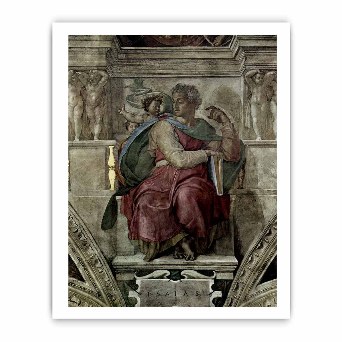 Deckenfresko zur Schöpfungsgeschichte in der Sixtinischen Kapelle, Szene in Lünette: Der Prophet Jessaja By Michelangelo Buonarroti